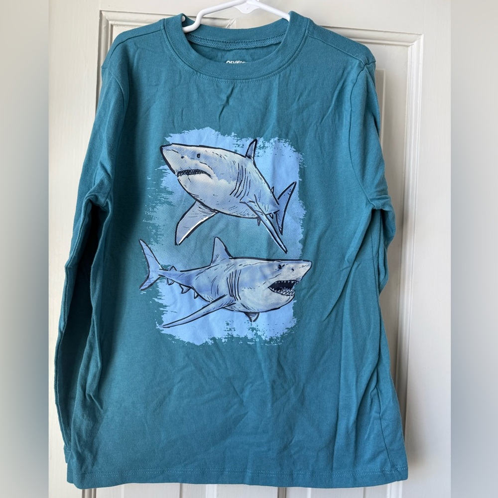 OshKosh B'gosh Blue Shark Graphic Long Sleeve Tee